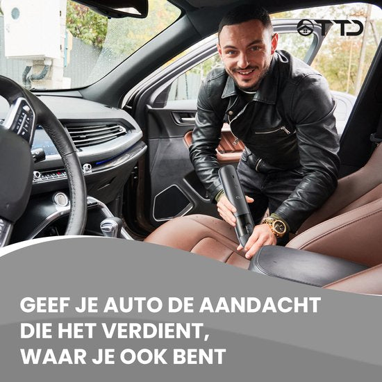 TTD® Premium Auto Staubsauger Kabellos und wiederaufladbar - 17.000 Pa - Handstaubsauger - Blasen & Saugen - Hitzebeständig - Kompaktes Design - Mit HEPA-Filter
