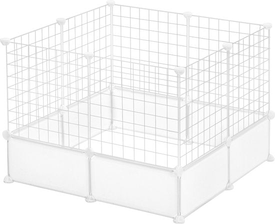 Tierauslauf XXL - Auslauf - Verstellbar - Indoor - Welpenauslauf - Kleintiere - Kätzchen - Weiß - 142 x 71 x 53cm