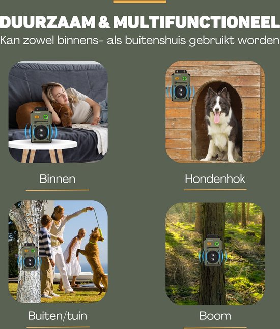Vulpes Goods® Pets - Ultraschall-Antibellgerät PRO - Deluxe Hundetrainer - Wiederaufladbar - Automatischer Betrieb - Kein Schock - Wasserfest - Für alle Hunde - Innen & Außen - 15m Reichweite - 3 Stufen - Antibellen - Hundetrainer