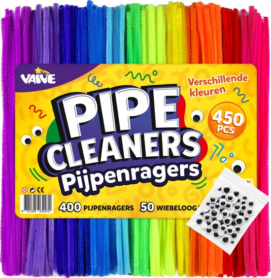Vaive Pfeifenreiniger & Wackelaugen 450-teilig - Bastelpackung - Basteln Mädchen & Jungen - Bastelpackung - Bastelmaterial Kinder - Bastelpackungen