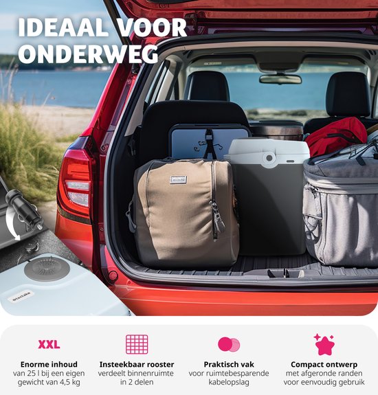 tectake - Elektrische Kühlbox mit 25 l - Kühl- und Warmhaltefunktion - Leise elektrische Kühltasche - Für Auto oder Steckdose - Mini-Kühlschrank für Camping, Getränke - Thermobox mit Strom - Eco Mode