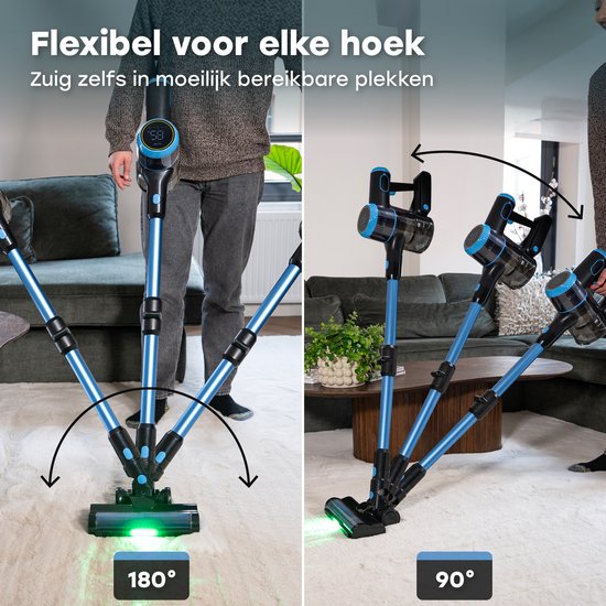 Ølven Stabstaubsauger CleanMax - Kabellos - 400W - Staubbuster - 55Min Akku - Beutelloser Staubsauger - Aroma Funktion