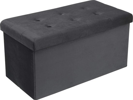 Fußhocker Aufbewahrung Bank Sitz Samt,Fußhocker Aufbewahrung Hocker faltbar 76x37.5x38cm,Grau SH70gr