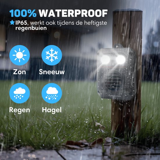 Vulpes Goods® Repellent Marder Repellent PRO V3 - Schädlingsabwehr - Steinmarderabwehr für den Außenbereich - 100% wasserdicht - kabellos & wiederaufladbar - 2 Stück
