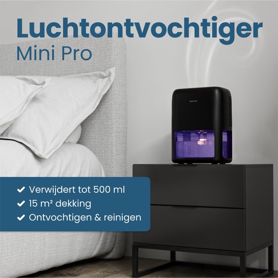 Auronic Dehumidifier Mini - geeignet für Wohnzimmer, Büro, Schlafzimmer, Babyzimmer und mehr - geräuschlos - Schwarz