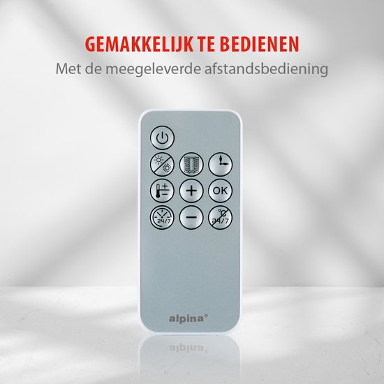 Alpina Keramikheizer mit Wandhalterung - 2000W - einstellbare Heizstufen und Timer - Heizlüfter - für Innenräume - weiß