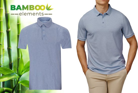 Bamboo Elements - Polo Shirt Herren - Hellblau M - Polo Herren - Kurzarm - Pique Stoff - T Shirt Herren - Bamboo