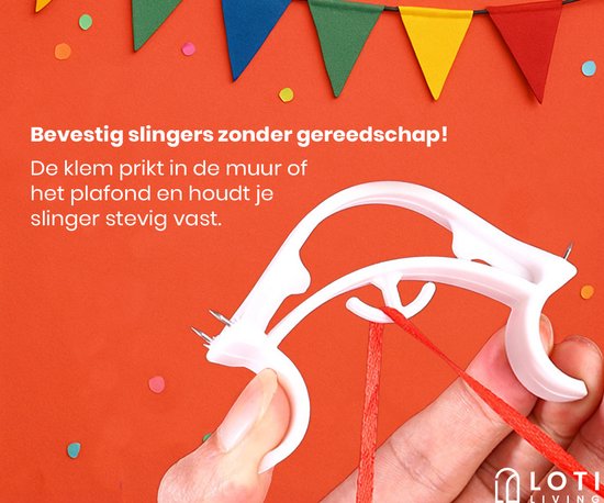 Loti Living Sling Clips - 8 Stück - Sling Clips zum Aufhängen von Girlanden - Corner Clips - Wiederverwendbare Party Clips - Slinger Clips für Ecken