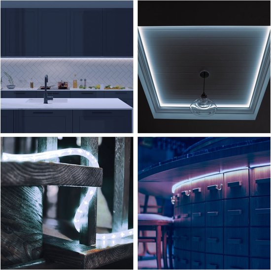 HQ-Power Lichtschnur, 36 LEDs/Meter, 1 Kanal, für den Innen- und Außenbereich, kaltweiß, 45 m