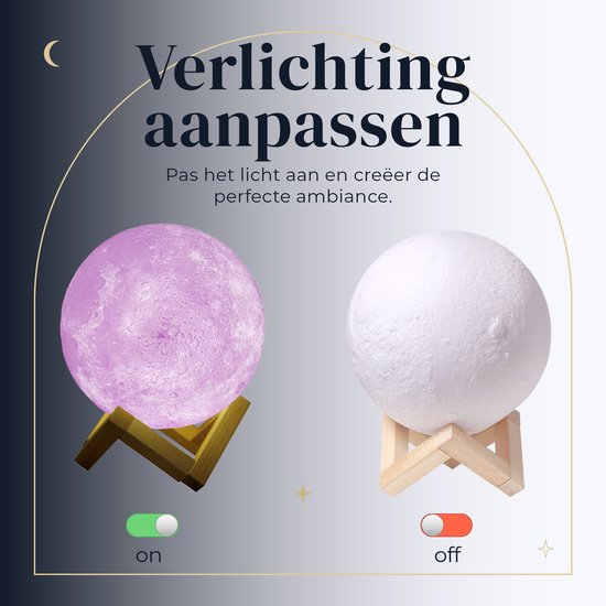 Denver Moon Lamp 3D - Bluetooth-Lautsprecher kabellos - Tischlampe fürs Schlafzimmer - Musiksynchronisation - inkl. Fernbedienung - Mondlampe - LBS150