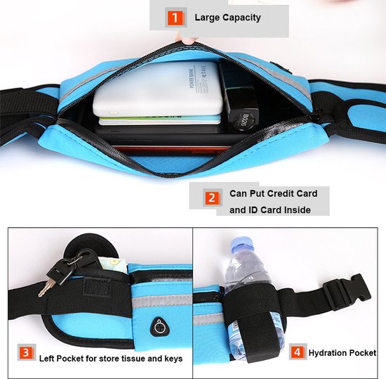 GarpexÂ® Laufgürtel - Hüfttasche - Lauftelefonhalter - Laufgürtel - Gürteltasche Damen und Herren - Laufen - Einheitsgröße - Schwarz
