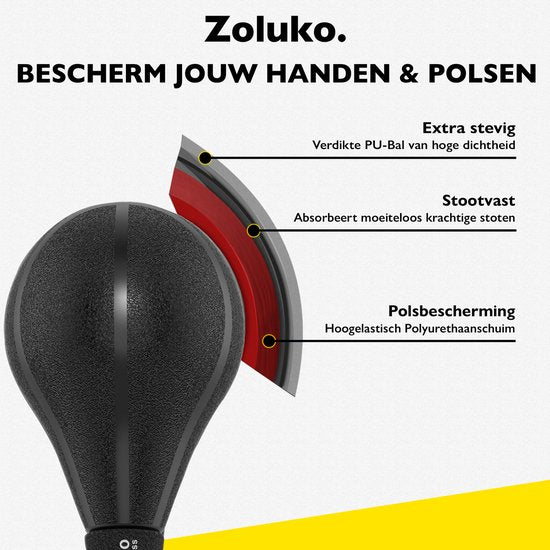 Zoluko Professional Boxing Ball on Foot - Inkl. E-Book - Verstellbare Höhe 120-160cm - Für drinnen und draußen - Boxtrainer - Boxing Ball on Stand - Boxing Set - Boxing Ball Standing - Boxen - Home Sports - Boxing Pole - Schwarz