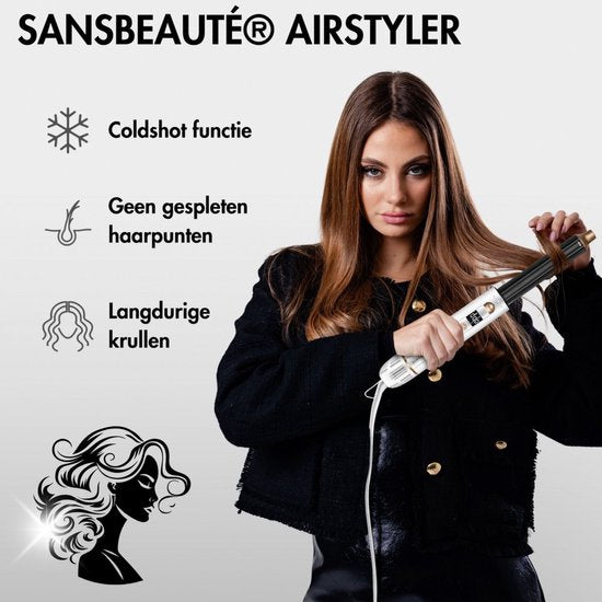 Sansbeauté® 9-in-1 Airstyler mit Diffusor - Multistyler - Haartrocknerbürste kurzes Haar - Lockenstab - Haarstyler - Haartrockner - Wärmebürste - Lockenbürste - Lockenstab - Haarglätter - Stylingbürste - 5 in 1 Hairstyler