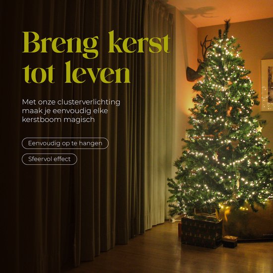 Giftmas Christmas Tree Lights - Weihnachtsbeleuchtung für den Außenbereich - 9M Cluster Lights - 450 warmweiße LEDs - Innen- und Außenbereich - Lichter mit warmer Atmosphäre