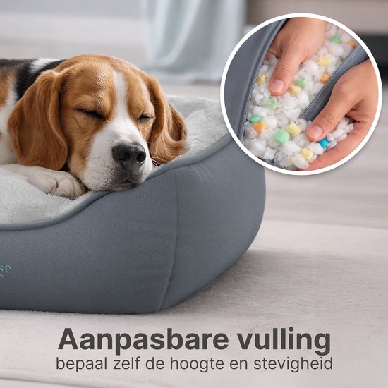 CozySense® Orthopädisches Hundekissen 75x45 cm Größe M - Wasserdicht & waschbar - Sitzkissen und Hundebett - Ultraweicher Sherpa-Stoff - Grau & Anthrazit