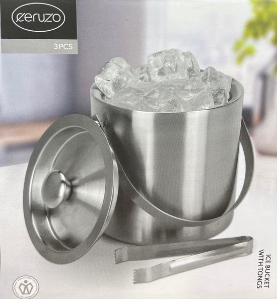 Ceruzo Edelstahl Eiskübel - mit Eisbar - Doppelwandig - Edelstahl - 15 cm x 18,5cm -.