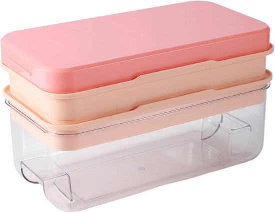 KitchenLove Eiswürfelbereiter - Eiswürfelform mit Deckel & Eisportionierer - 64 Eiswürfel