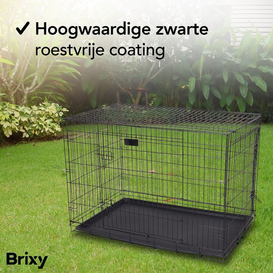 Brixy Hundebank - Bank für Hunde - Größe XL - faltbar - 107 x 72 x 77 CM - 2 Türen - Schwarz