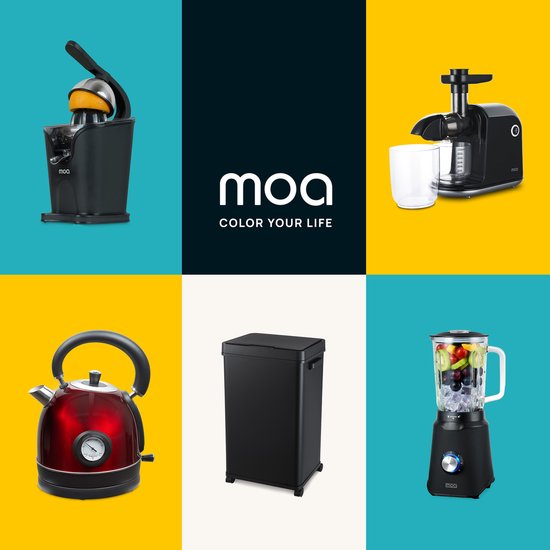 MOA Mülleimer mit Sensor - 68 Liter - Abfalleimer - Edelstahl und langlebiges ABS - Rutschfest - Geräuschloser Deckel - Schließverzögerung - Schwarz - SB03B