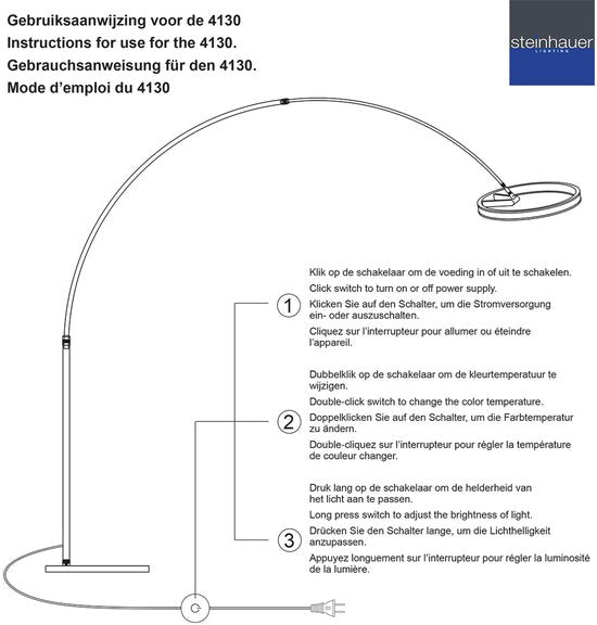Steinhauer - Stehleuchte - Ringlux - schwarz - Metall - Bogenlampe - LED - 4130ZW