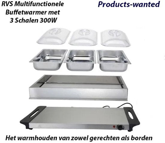 Excellent Electrics - Elektrischer 2 in 1 Buffetwärmer aus Edelstahl (300W)