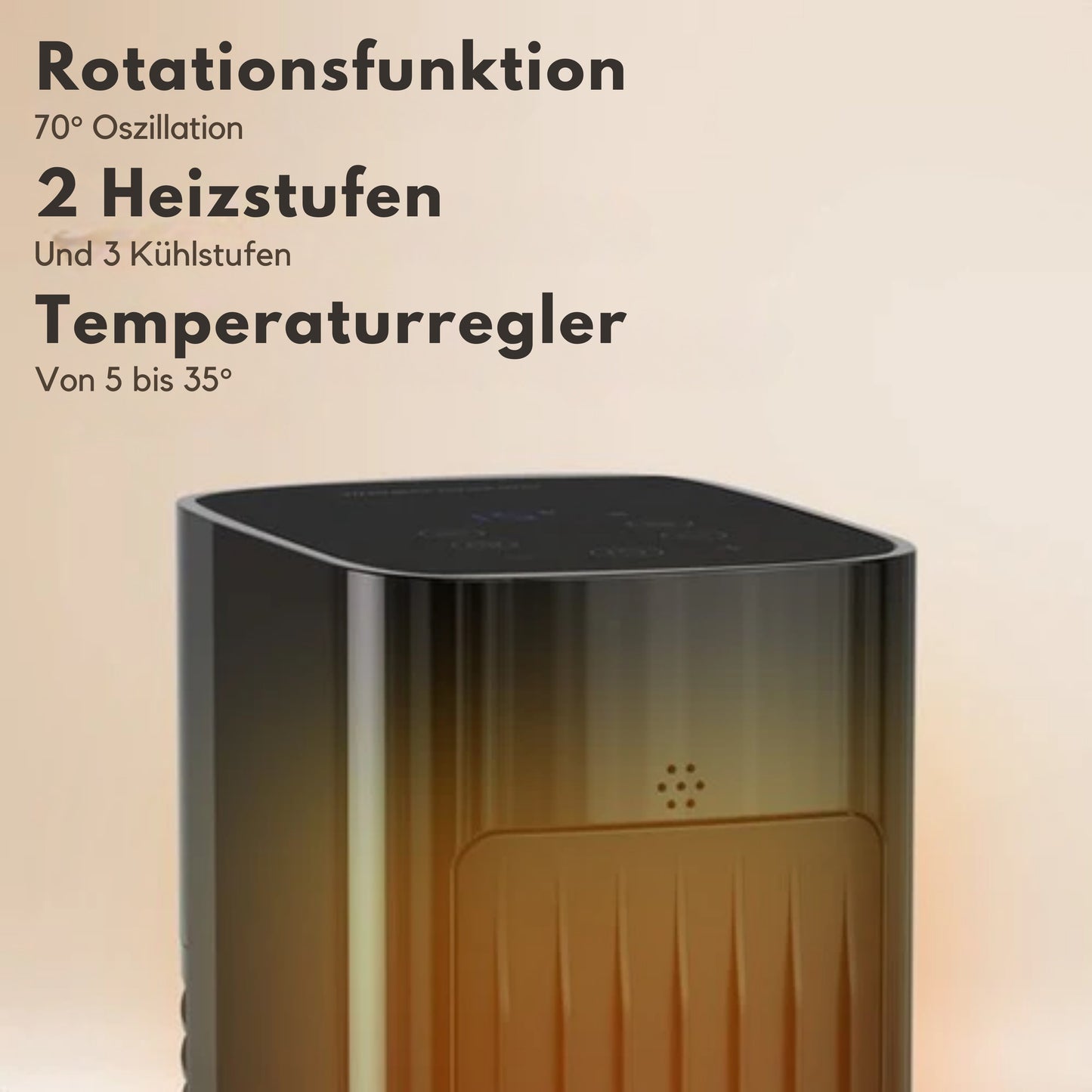 Auronic Elektroheizer - Keramikheizer - Turmheizer - 2200W Heizleistung - Schwarz
