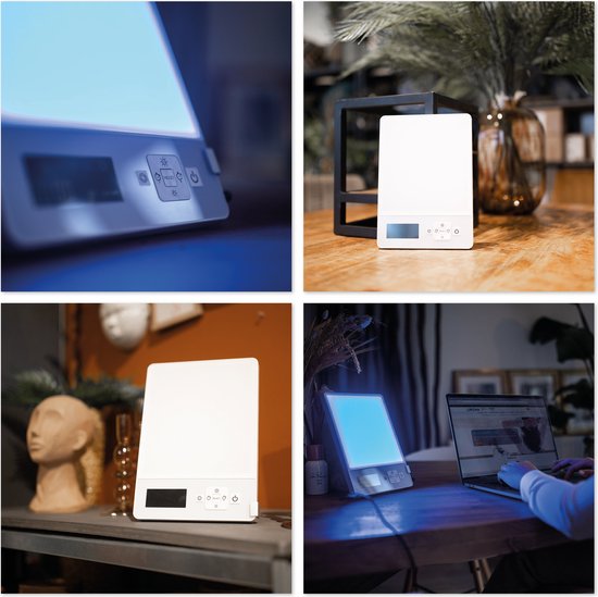 LIROMA® Tageslichtlampe - Blaues und weißes Licht - 10.000 LUX - Timer - Lichttherapie - Schreibtischlampe