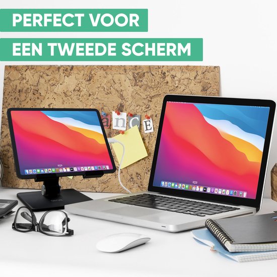 Serve Tablet-Halter XL faltbar - Extra stabil & standfest - Schwarzer klappbarer Ständer für Tisch oder Schreibtisch - Schwarz