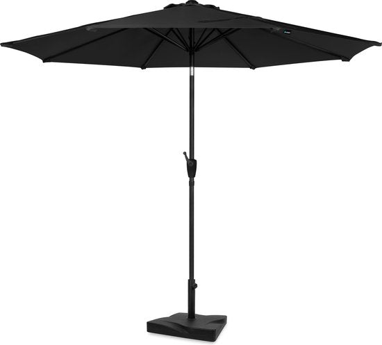 VONROC Premium Stick Sonnenschirm Recanati Ø300cm - Inkl. Sonnenschirmfuß & Schutzhülle - Runder Sonnenschirm - Neigbar - UV-beständiges Tuch - Schwarz