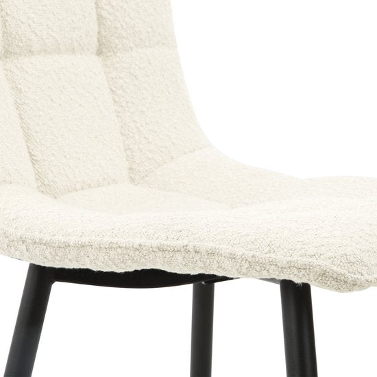 Multifurn - Esstischstuhl 'Yerevan' (Bouclé, Elfenbein, 2er Set)