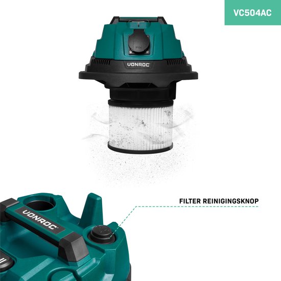VONROC Nass- und Trockensauger / Staubsauger - 1400W - Einschaltautomatik - Blasfunktion - 20L Edelstahlbehälter - 3m Schlauch - 6m Netzkabel