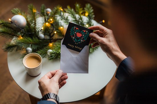Giftmas Weihnachtskarten - Grußkarten - 52 Stück - Mit Umschlägen und Aufklebern - 10x10cm