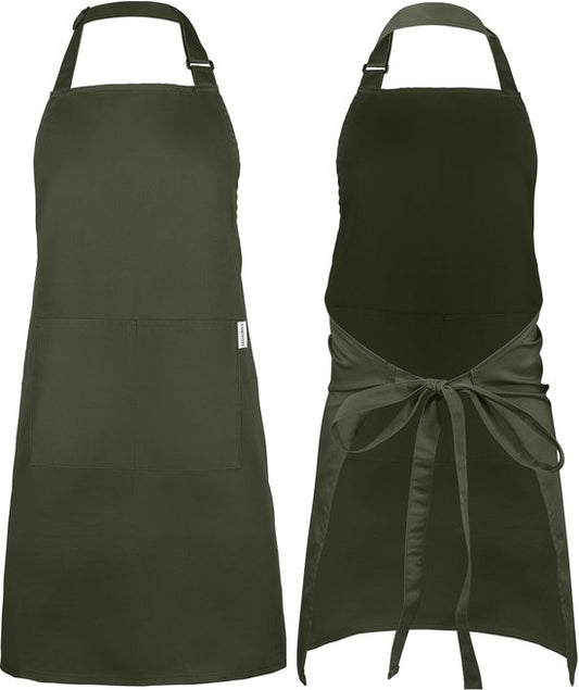 Castagnola Küchenschürze - Wasser- und schmutzabweisend - Professionelle Kochschürze - Schürze für Frauen und Männer - Catering-Schürze - Unisex - Verstellbare Schnalle - Extra große Fächer - Grün