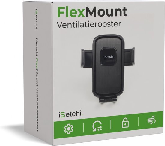 iSetchi FlexMount - Handyhalterung Auto-Belüftung - Lüftungsgitter - Handyhalterung - Autozubehör - Universalhalterung - Ausziehbares Design - Schwarz