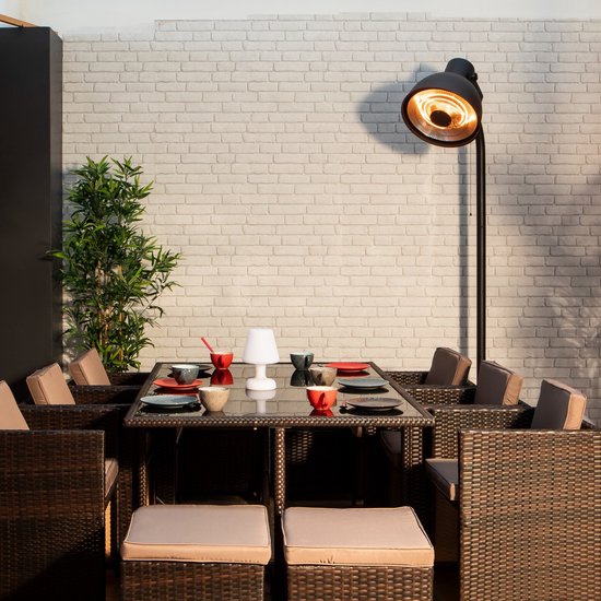 Perel - Steh-Terrassenheizer - 2000 W - 3 Heizstufen - Retro-Design - Metall - Schwarz