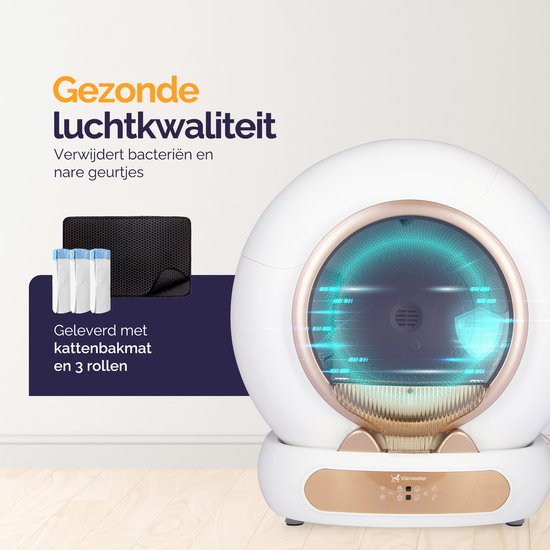 Quadruped Fresh 3 - Automatische Katzentoilette - Selbstreinigend - Gesteuert über App - 65L - inkl. Matte und 3 Rollen Sammelbeutel