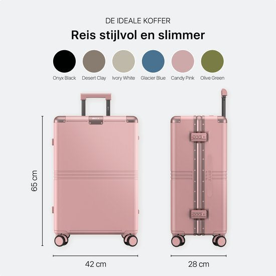 ONYX Hybrid Pro Check-in Koffer Medium 70 Liter - Recyceltes Polycarbonat und reißverschlussloses Design - Reisekoffer mit TSA-Schloss und Spinnerrollen - Candy Pink