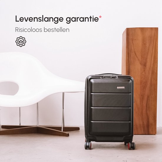ONYX® - Handgepäck Koffer 35 L - Spinner-Räder - Leichter Trolley - Doppeltes TSA-Schloss - Praktische Vordertasche - 55 cm - Schwarz