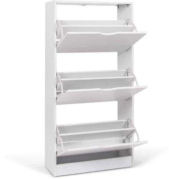 Milton Oldbrook Schuhschrank Prato – 3 Ebenen – für bis zu 18 Paar Schuhe – 60 x 24 x 119 cm – Weiß