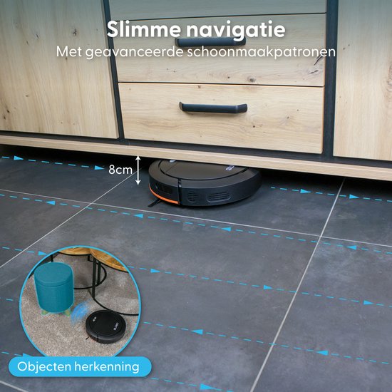 Ølven Staubsaugerroboter mit Wischfunktion - App - Ladestation - Geeignet für Haustiere - Wischroboter