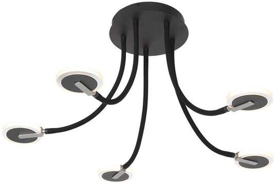 Deckenleuchte Turound 3375ZW – Schwarze Designleuchte mit Glas, 91,5 cm, dreh- und neigbar, Steinhauer, LED, dimmbar, 5000 Lumen