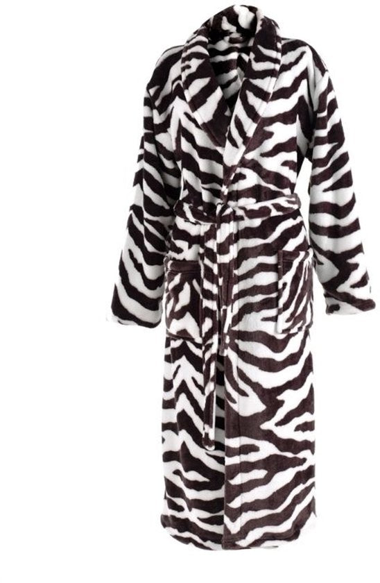 ZoHome Leopard Bademantel lang - Fleece - Größe M - Braun