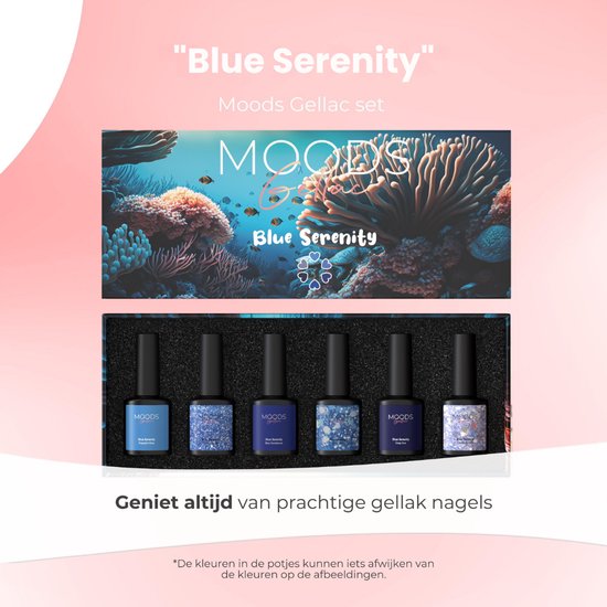 Moods Gellac 6-teiliges Set - Gel-Nagellack Starter Pack - Gel-Nagellack - 8ML - Blue Serenity - Gellac - Nails - Chic Colours - HEMA & TPO-free