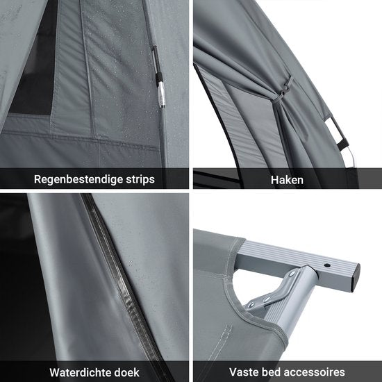SoBuy OGS32-II-HG Aufblasbares Camping-Zelt - Textil - 193x161cm - Grau