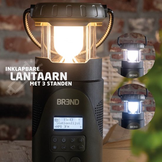BREND BR-2245 Notfallradio mit Laterne und abnehmbarer Taschenlampe - FM/ DAB+ Radio - Bluetooth - USB-C - Powerbank - Wasserdicht - SOS-Funktion
