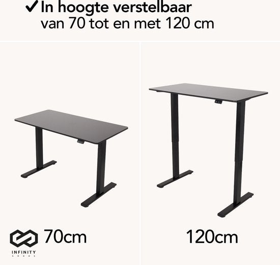 Infinity Goods Sitz-Steh-Schreibtisch - elektrisch höhenverstellbar - 140 x 60 CM - Schwarz