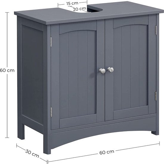 Parya Home – Badezimmerschrank – Waschtischunterschrank – 2 Türen – Holz – Grau