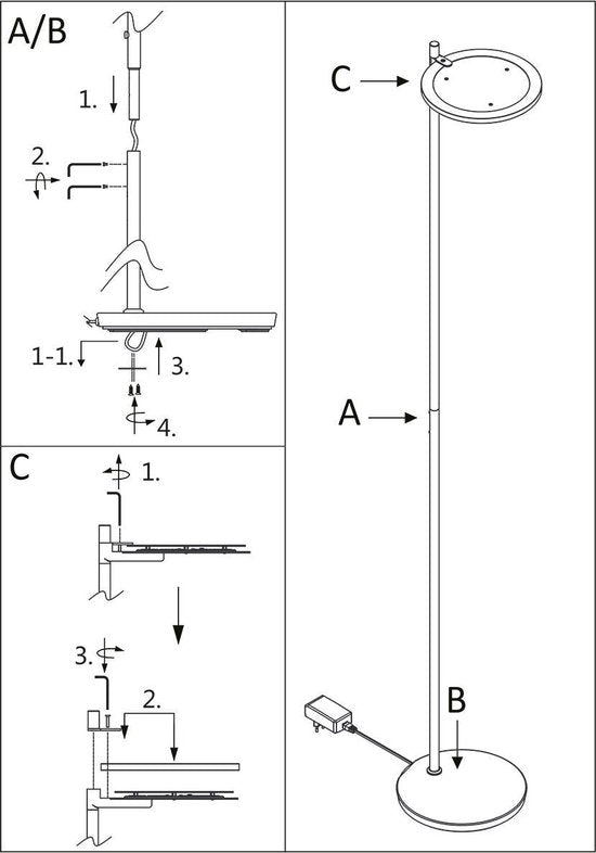 Steinhauer Stehleuchte Turound - schwarz - Metall - 27 cm - eingebautes LED-Modul - 2993ZW