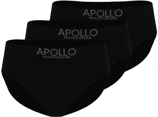 Apollo Herrenslips Unterwäsche - 3er Pack - schwarz uni - Größe XXL