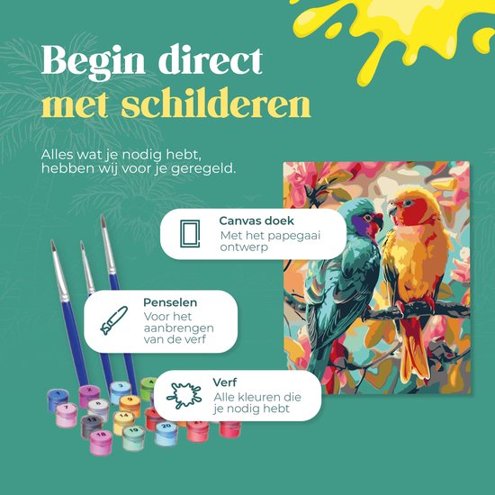 Rubye® Malerei auf Nummer - Papageien für Erwachsene und Kinder - 40x50cm